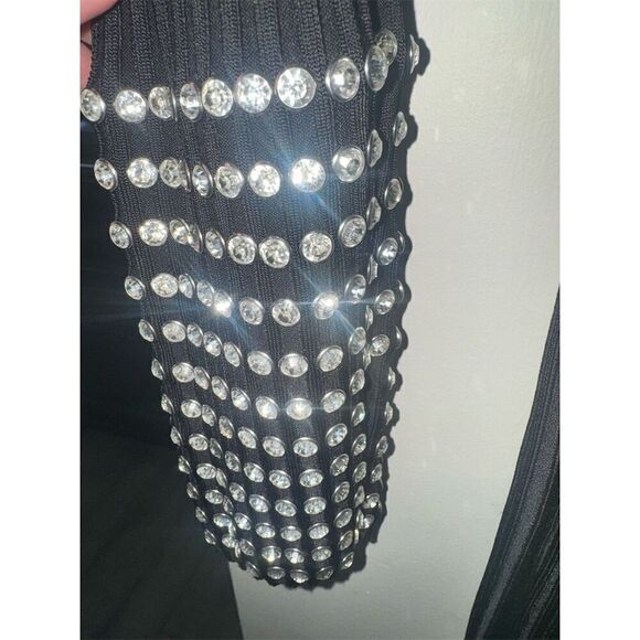 Alexander Wang Black Long Sleeve Bodycon Dress Crystal Cuffs Size L - Picture 11 of 11